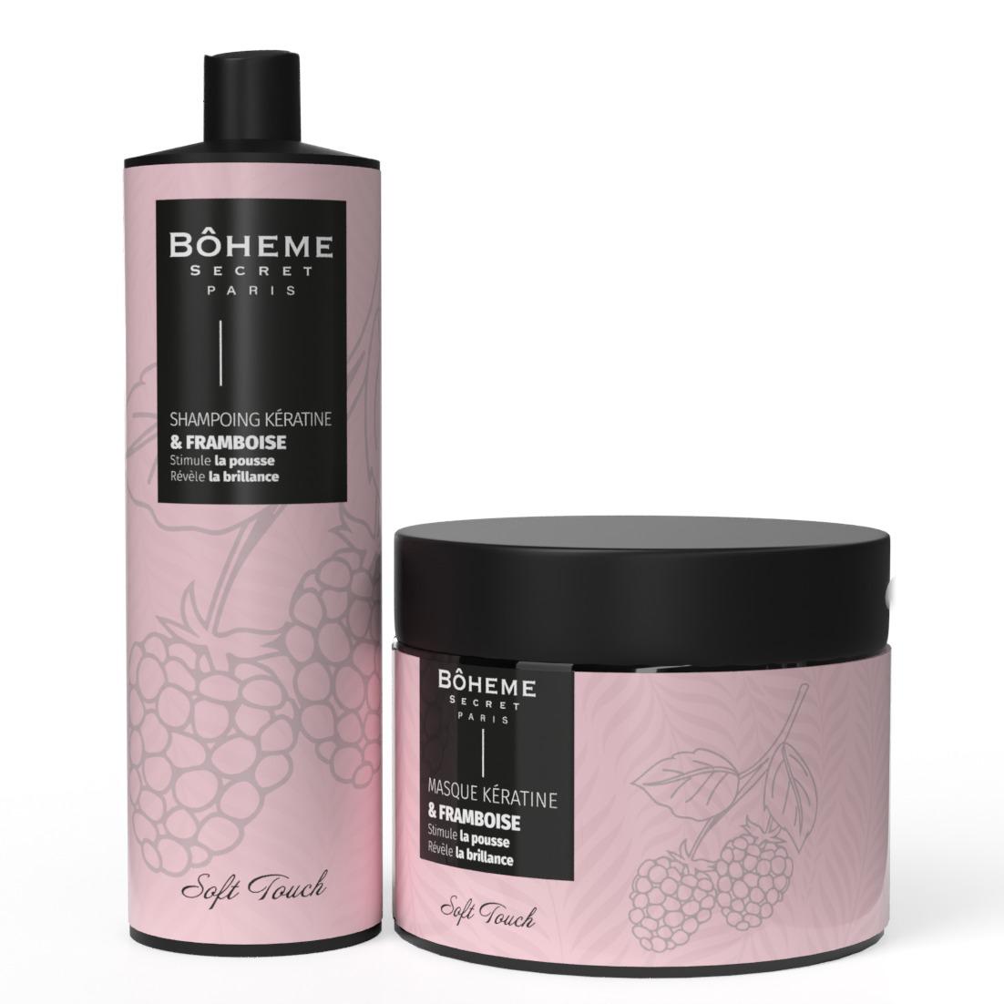 Duo Shampoing & Masque Kératine Framboise – Bohême Secret