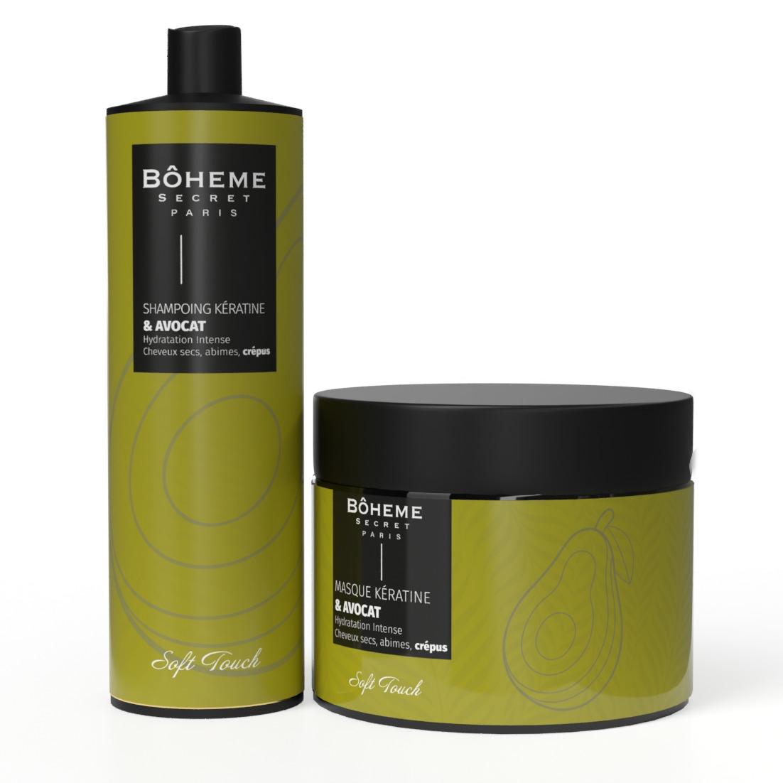 Duo Shampooing & Masque Kératine Avocat – Bohême Secret