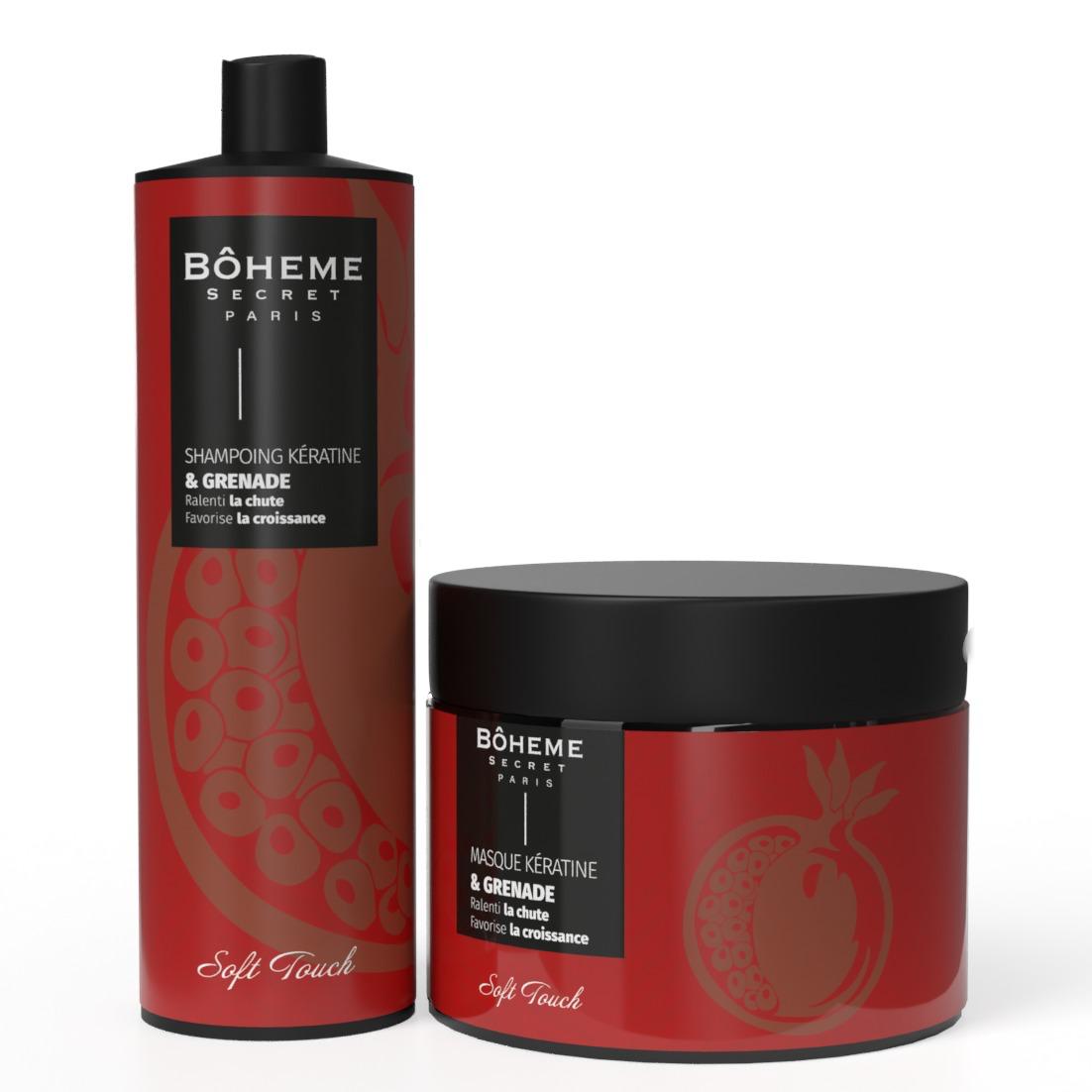 Duo Shampooing & Masque Kératine Grenade – Bohême Secret